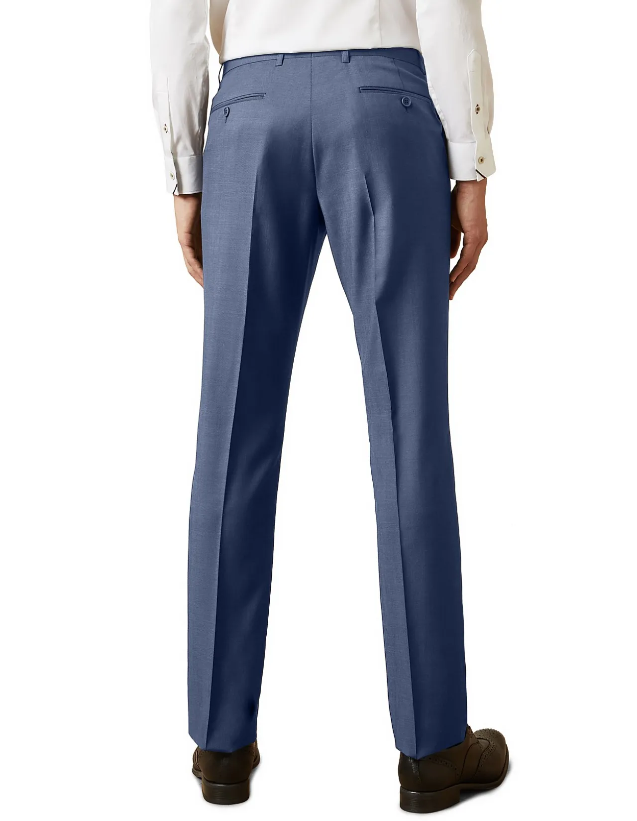 Timeless Flat Front Wool Trouser Blue