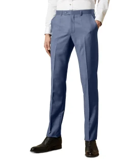 Timeless Flat Front Wool Trouser Blue