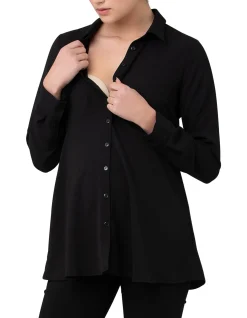 Tina Peplum Shirt Black