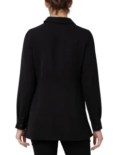 Tina Peplum Shirt Black