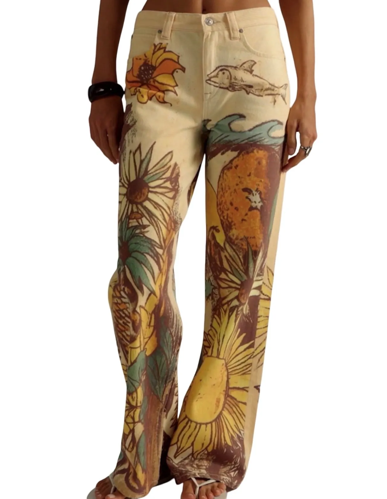 Tinsley Beach Scene Printed Straight Leg Jeans