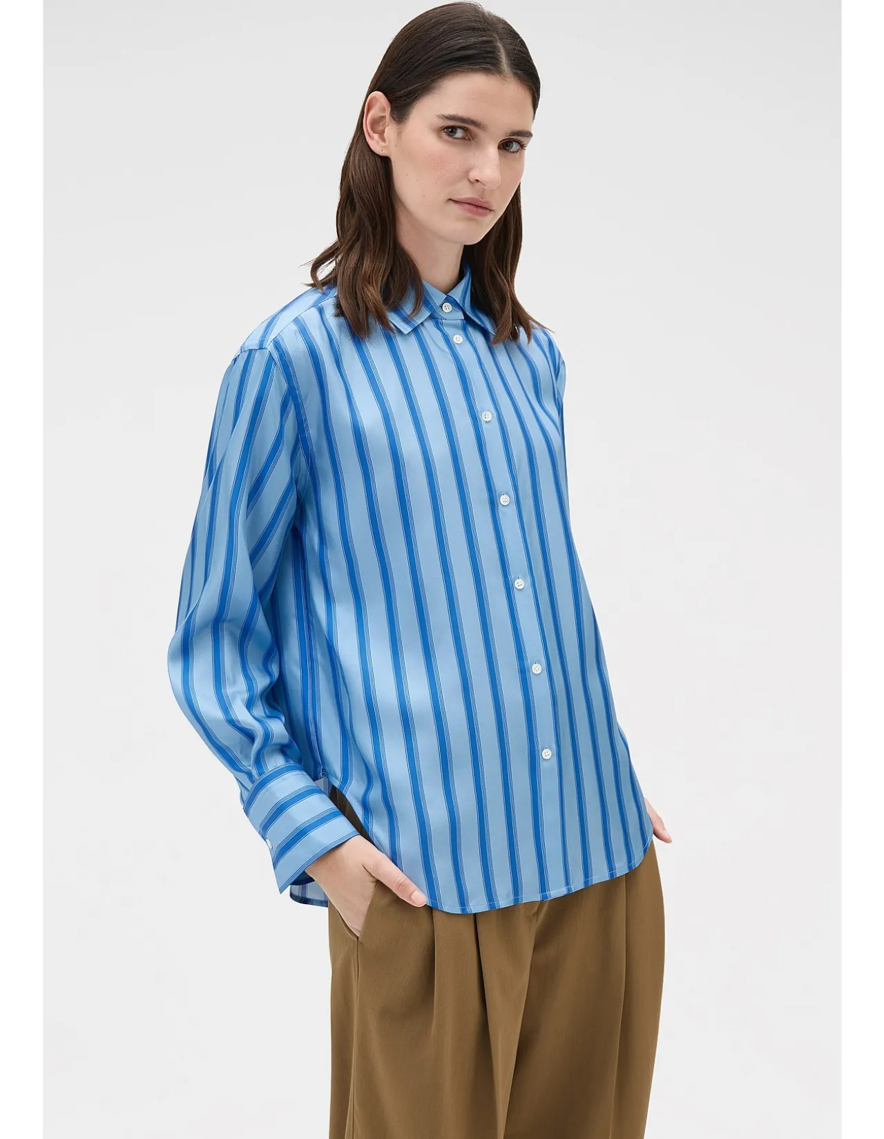 Tonal Stripe Silk Shirt