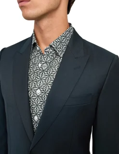 Tonal Twill Suit Jacket with Notch Lapel