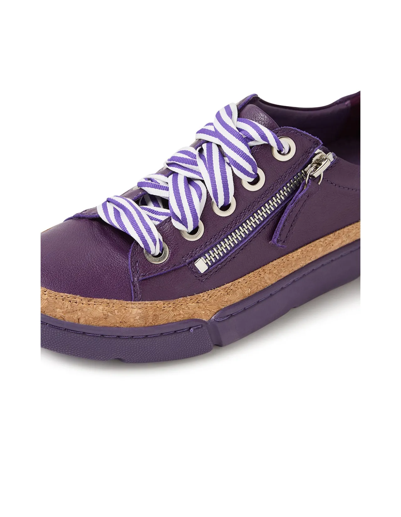 Torayne Cork Trim Zip Detail Leather Sneakers