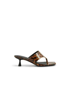 Torina Leopard Patent Kitten Heel Sandals