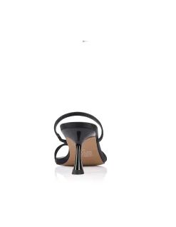 Torrance Black Satin Flared Slingback