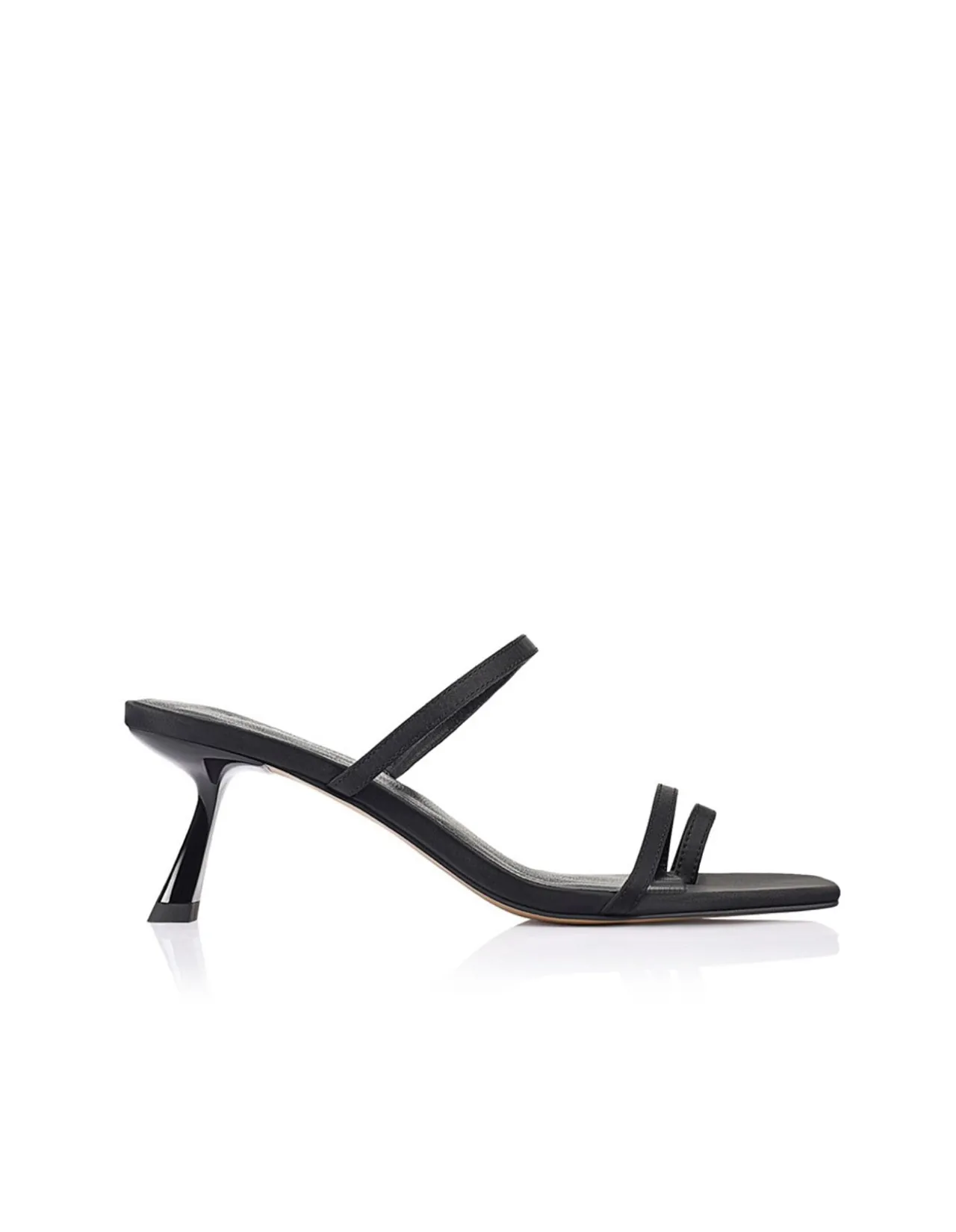 Torrance Black Satin Flared Slingback