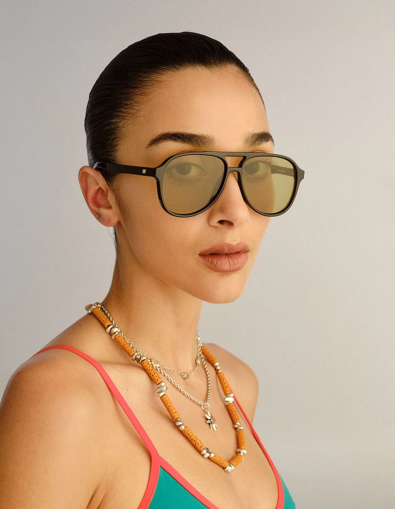 TRAGIC MAGIC BLACK AVIATOR OLIVE TINT SUNGLASSES