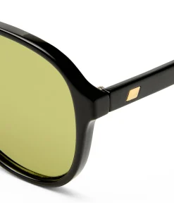 TRAGIC MAGIC BLACK AVIATOR OLIVE TINT SUNGLASSES