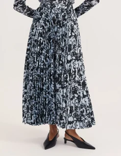 TRUFFLE PLEATED MIDI SKIRT