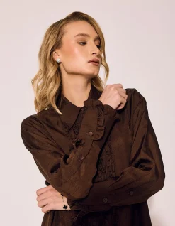 TUXEDO DRESS IN CHOCOLATE