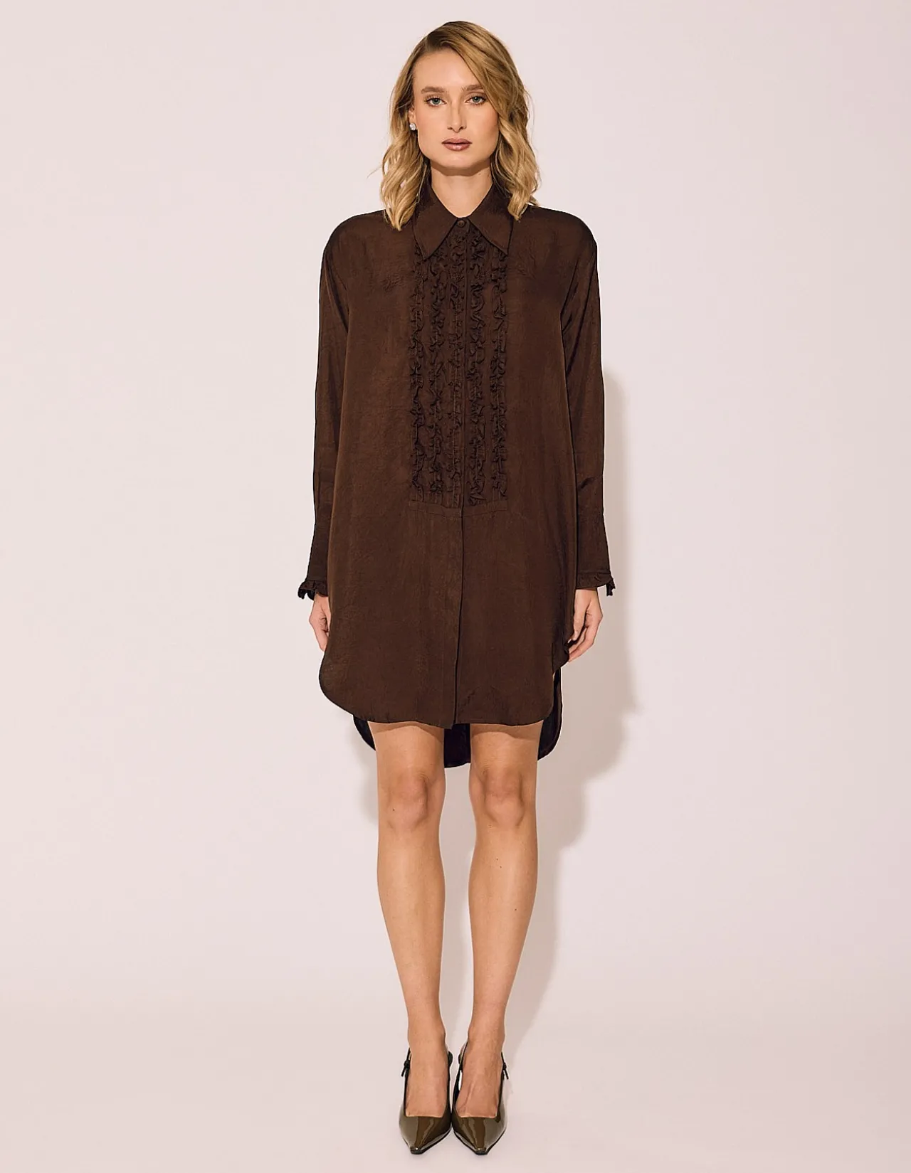 TUXEDO DRESS IN CHOCOLATE