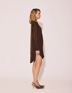 TUXEDO DRESS IN CHOCOLATE