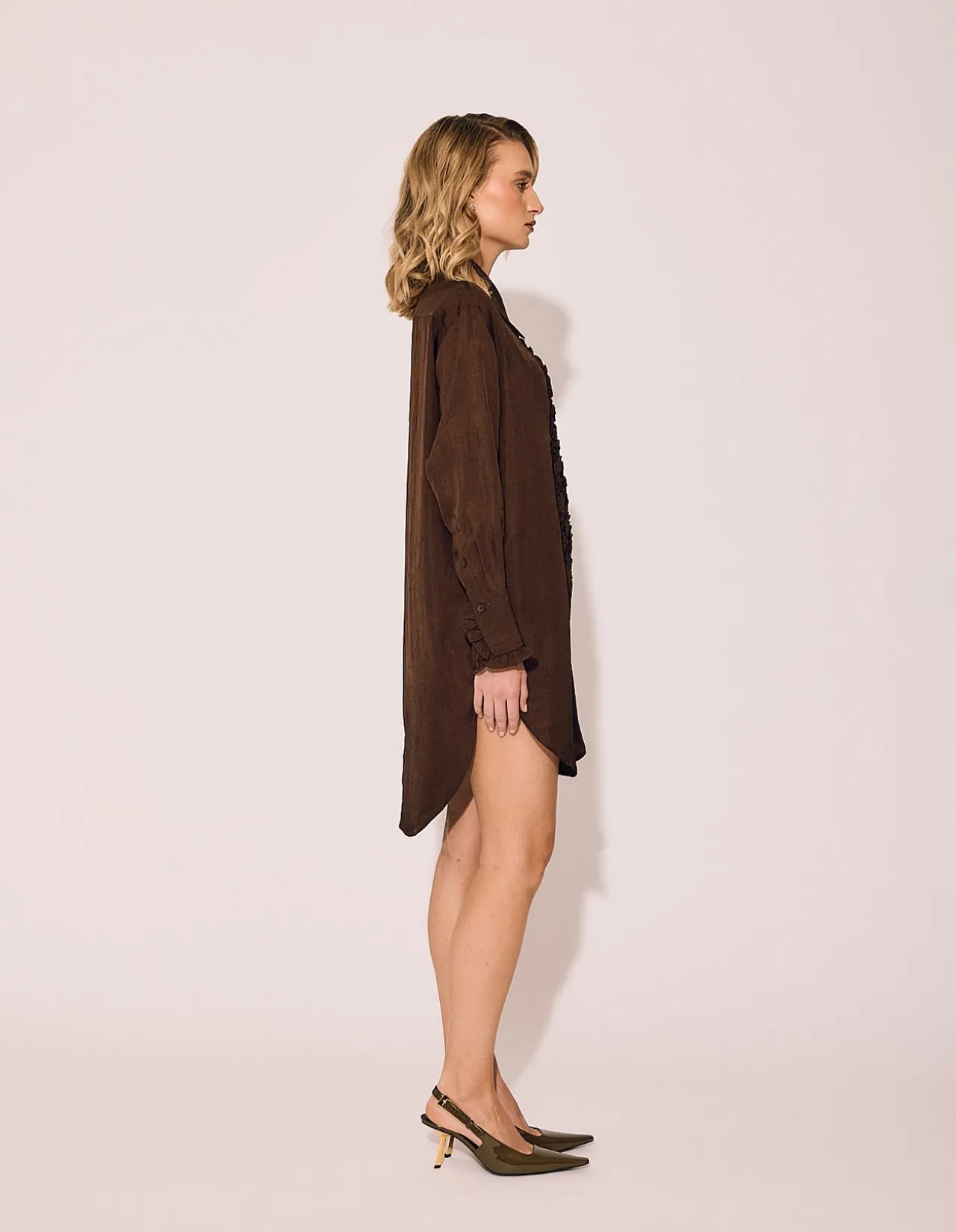 TUXEDO DRESS IN CHOCOLATE