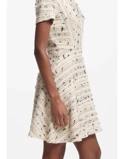 Tweed-stripe dress in a cotton blend