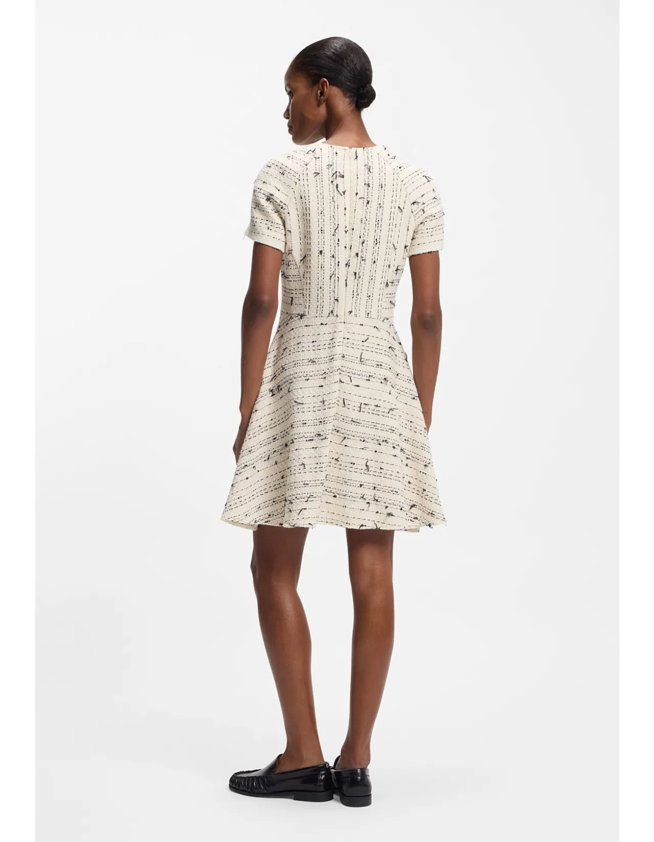 Tweed-stripe dress in a cotton blend