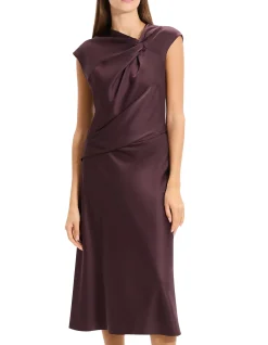 Twist Bodice Dress in Satin