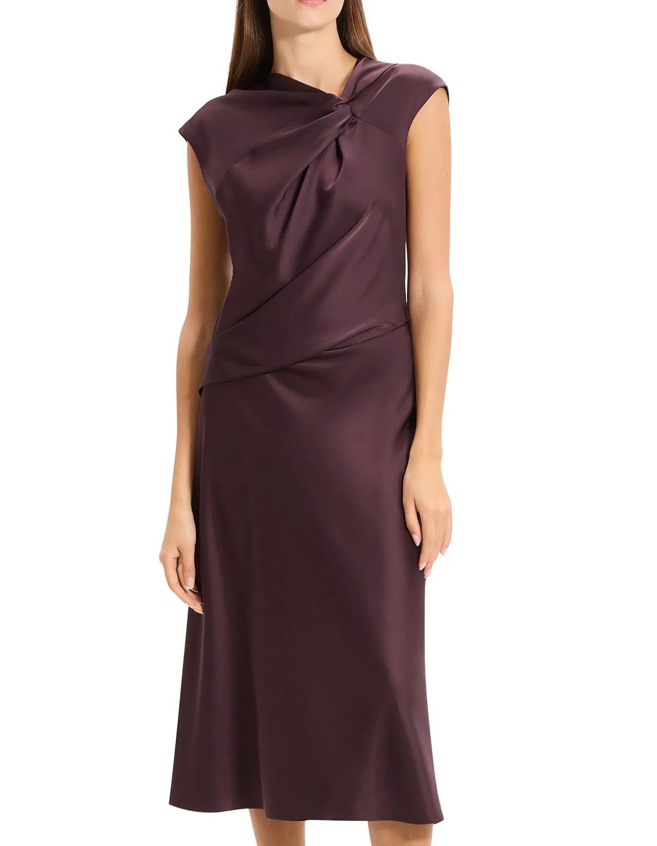 Twist Bodice Dress in Satin
