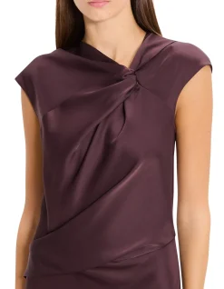 Twist Bodice Dress in Satin