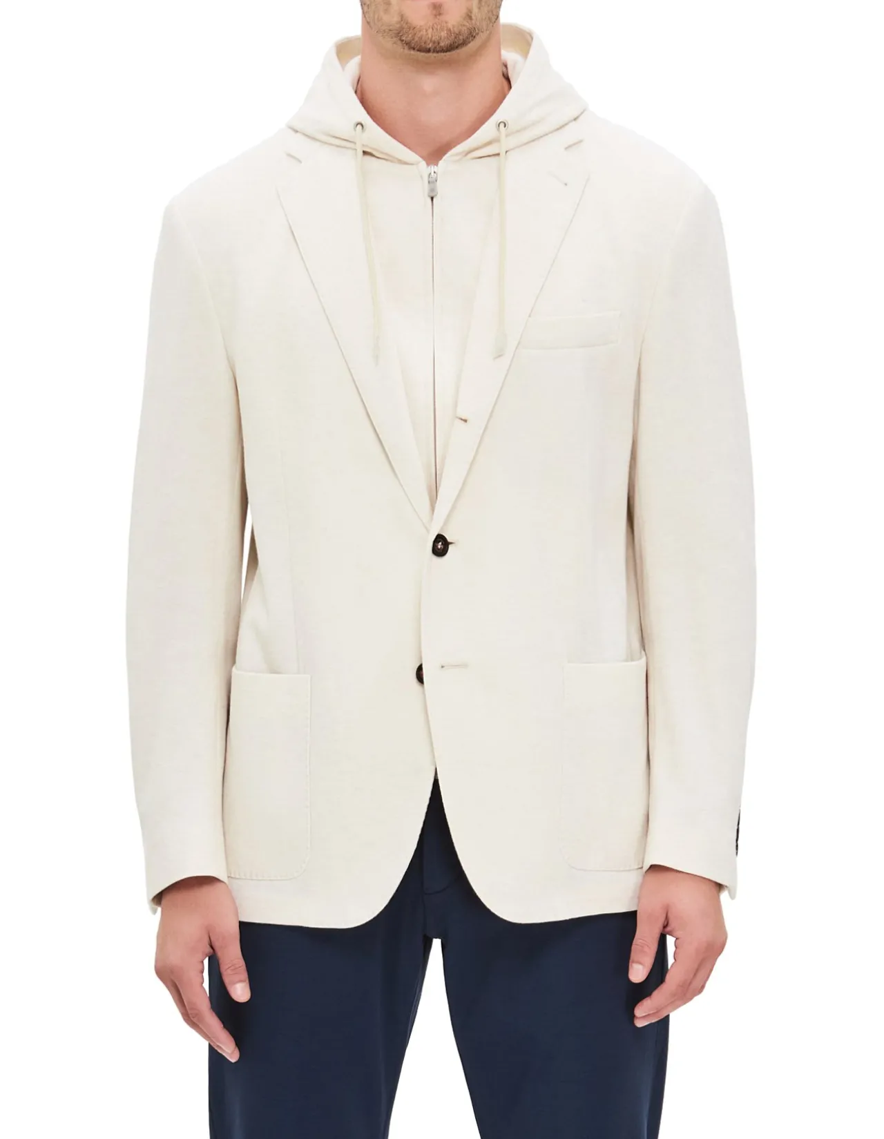 TWO BUTTON DETACHABLE WITH HOOD FULL ZIP JACKET