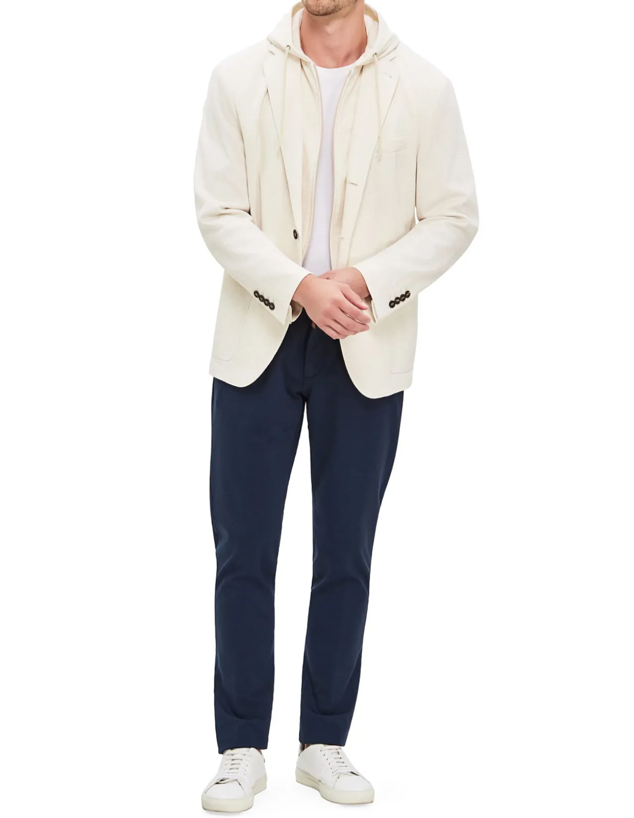 TWO BUTTON DETACHABLE WITH HOOD FULL ZIP JACKET