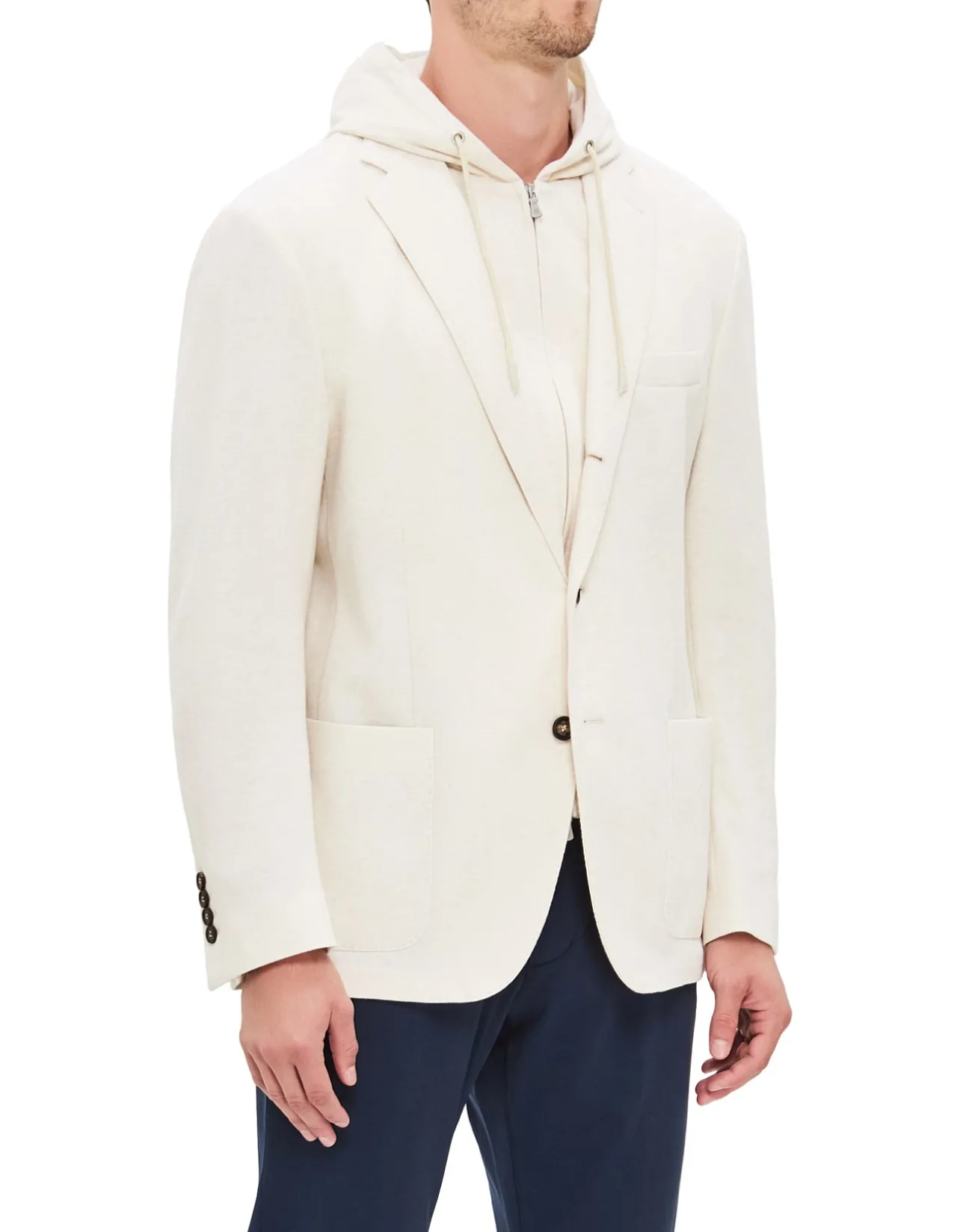 TWO BUTTON DETACHABLE WITH HOOD FULL ZIP JACKET