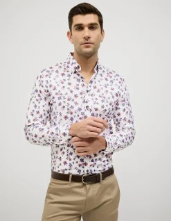 Two-tone Floral Print Long Sleeve Shirt