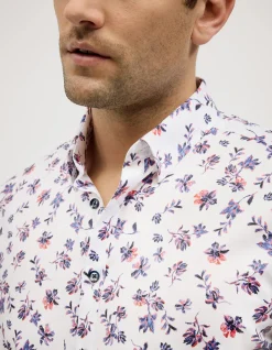 Two-tone Floral Print Long Sleeve Shirt