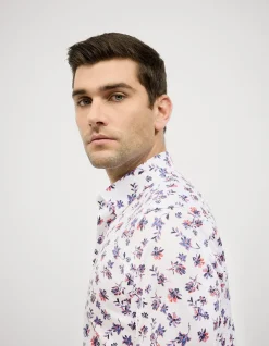 Two-tone Floral Print Long Sleeve Shirt