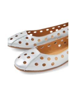 UGO Matt Silver Cut Out Ballet Flats