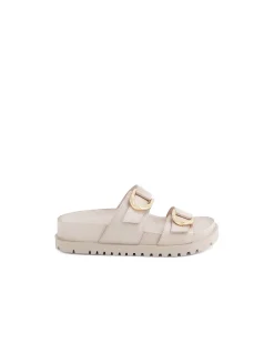 Ully Gold Buckle Leather Slides