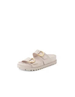 Ully Gold Buckle Leather Slides