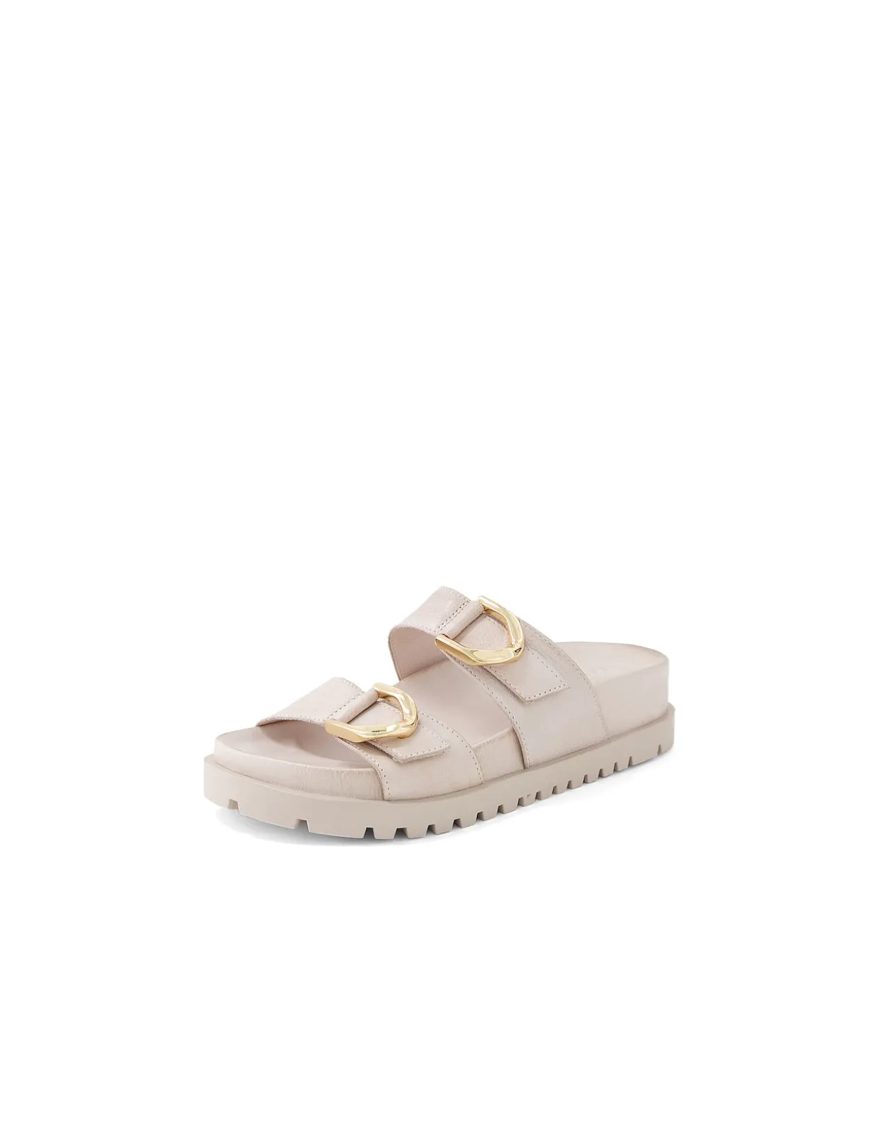 Ully Gold Buckle Leather Slides
