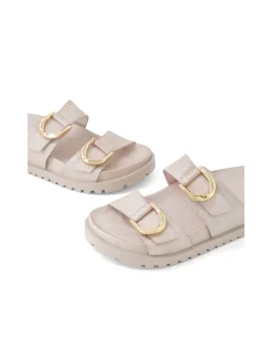 Ully Gold Buckle Leather Slides