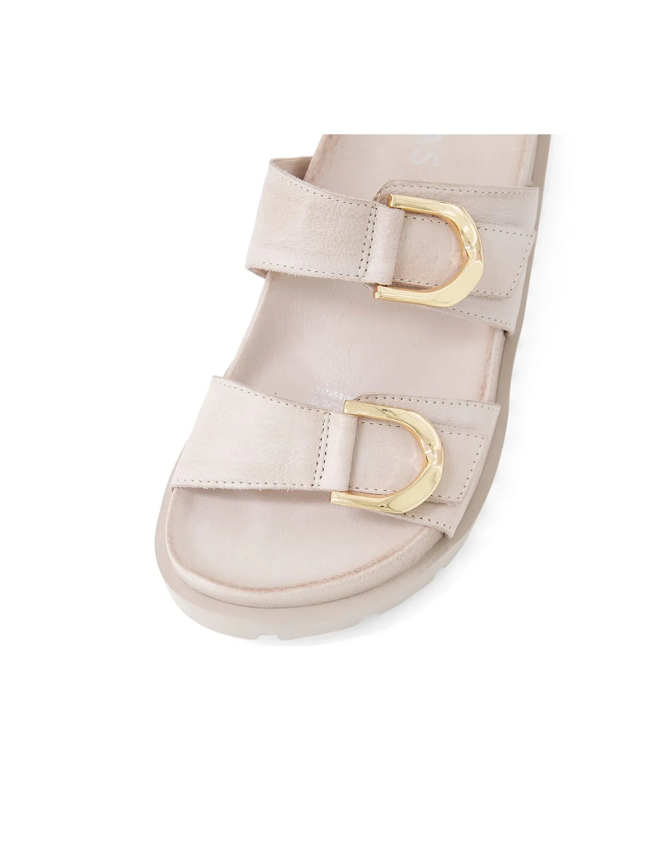 Ully Gold Buckle Leather Slides