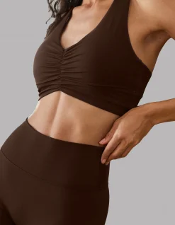 Ultimate Ruched Front Chocolate Sports Bra