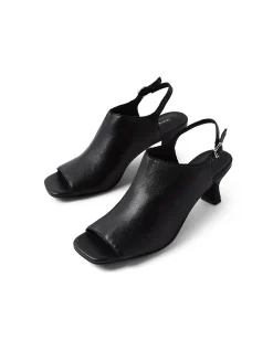 USHI DJ Peep Toe Slingback Heeled Sandals