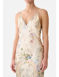 V NECK FULL LENGTH BIAS SLIP DRESS