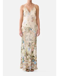 V NECK FULL LENGTH BIAS SLIP DRESS
