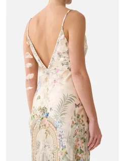 V NECK FULL LENGTH BIAS SLIP DRESS