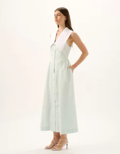 Valentina Ocean Spritz Cotton Maxi Shirt Dress