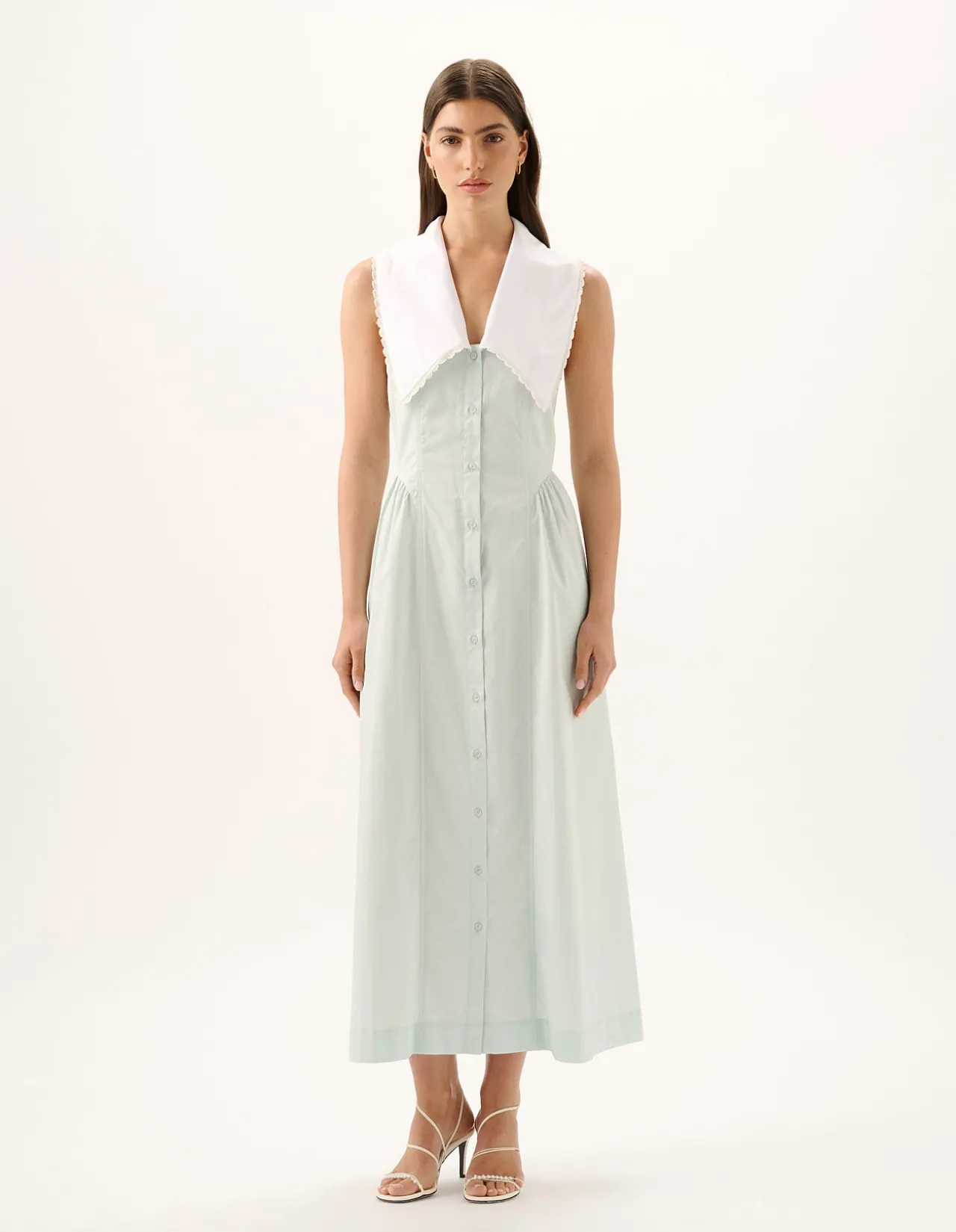 Valentina Ocean Spritz Cotton Maxi Shirt Dress