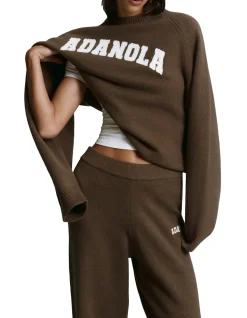 Varsity Boucle Oversized Knit Sweatshirt