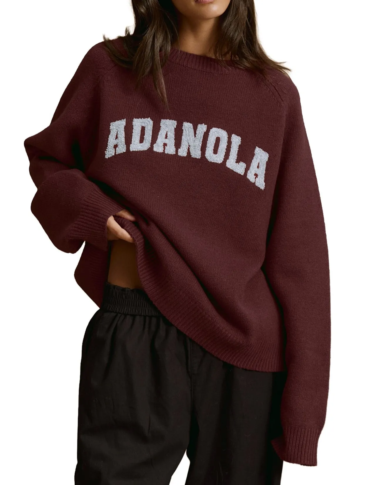 Varsity Boucle Oversized Knit Sweatshirt