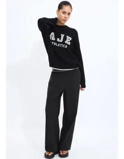 Varsity Logo Rib Oversized Cotton Knit Jumper
