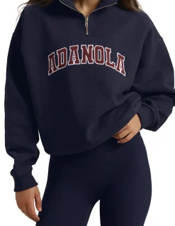 Varsity Relaxed Funnel Neck Zip Sweatshirt