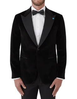 VELVET JACKET WITH SATIN PEAK LABEL