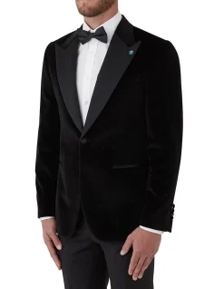 VELVET JACKET WITH SATIN PEAK LABEL
