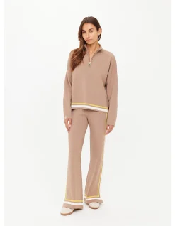 Veneto Mocha Half Zip Knit Sweater