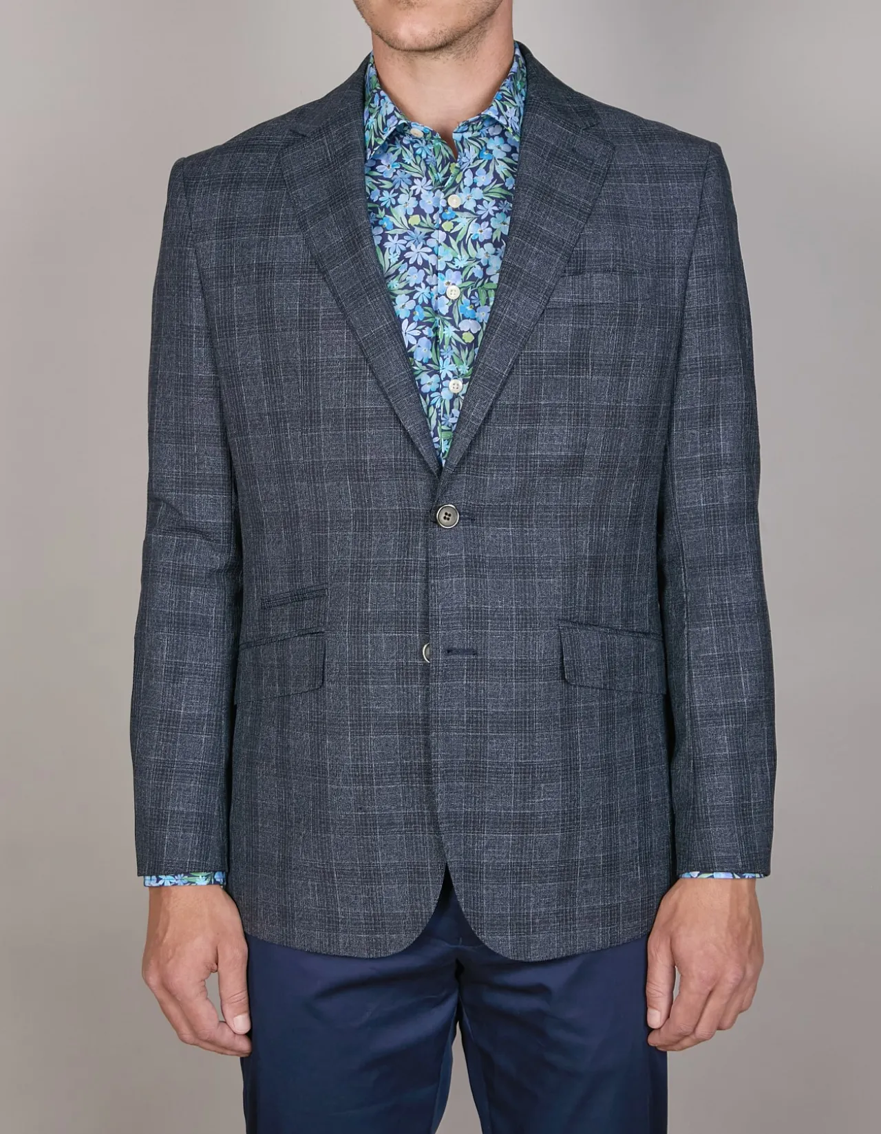 Victor Mottle Check Jacket Navy